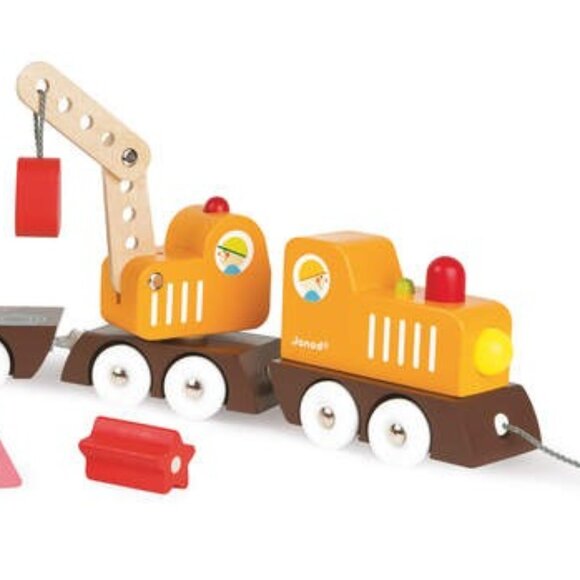 Janod Multi Color Crane Train with Safety Magnetic Blocks 2 Games in 1 Age 2+ - Picture 5 of 11